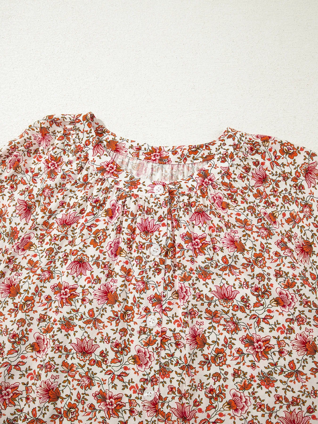 Floral Long Sleeve Button Down Blouse OutfitFlow