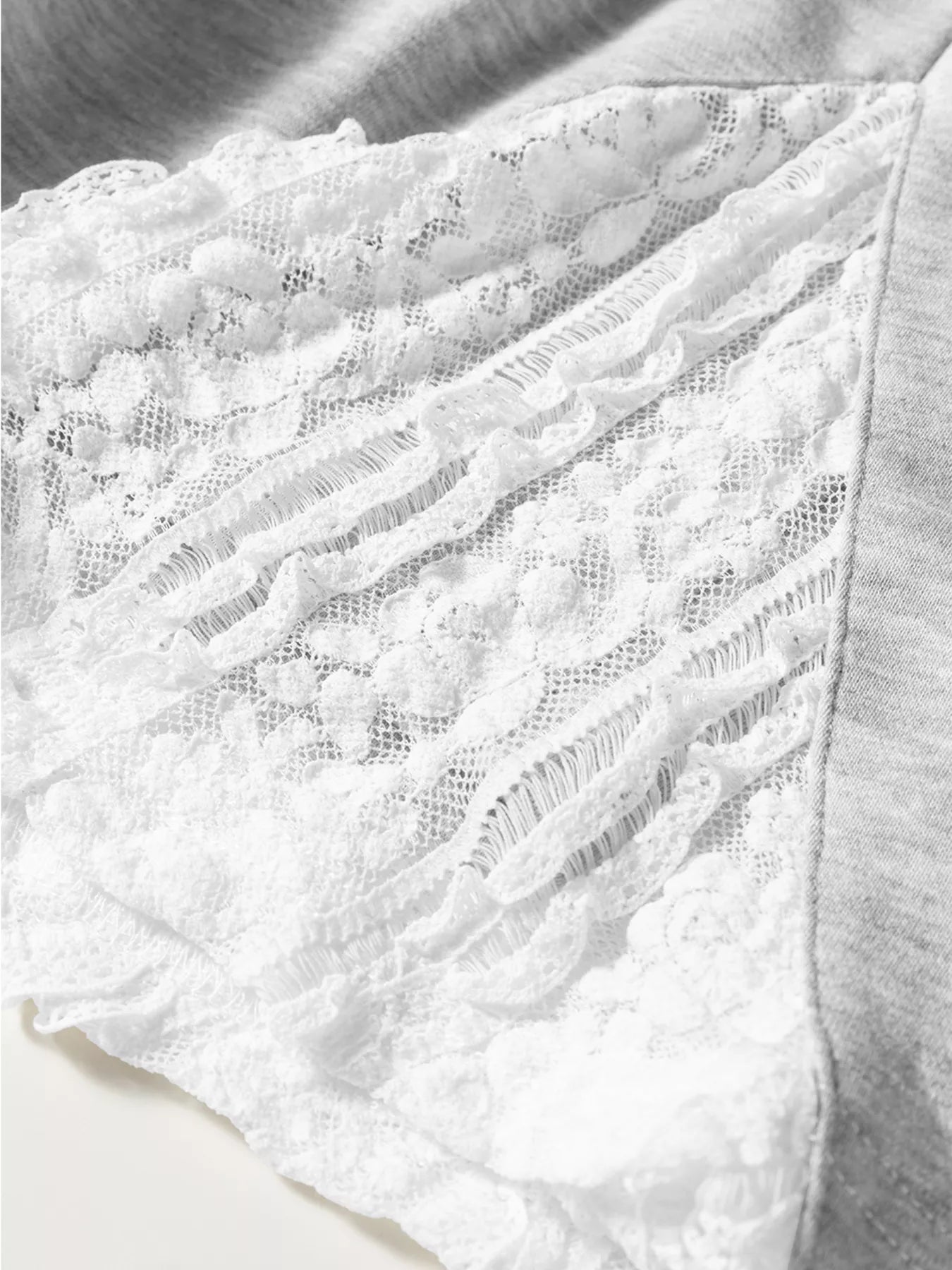Lace Patchwork Drop Shoulder Top and Drawstring Skort 2pcs Outfit OutfitFlow