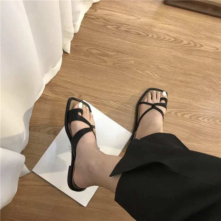 Toe Loop Flats Sandals OutfitFlow