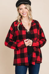 Outfit Flow - Super Lady Plaid Button Up Long Sleeve Shirt