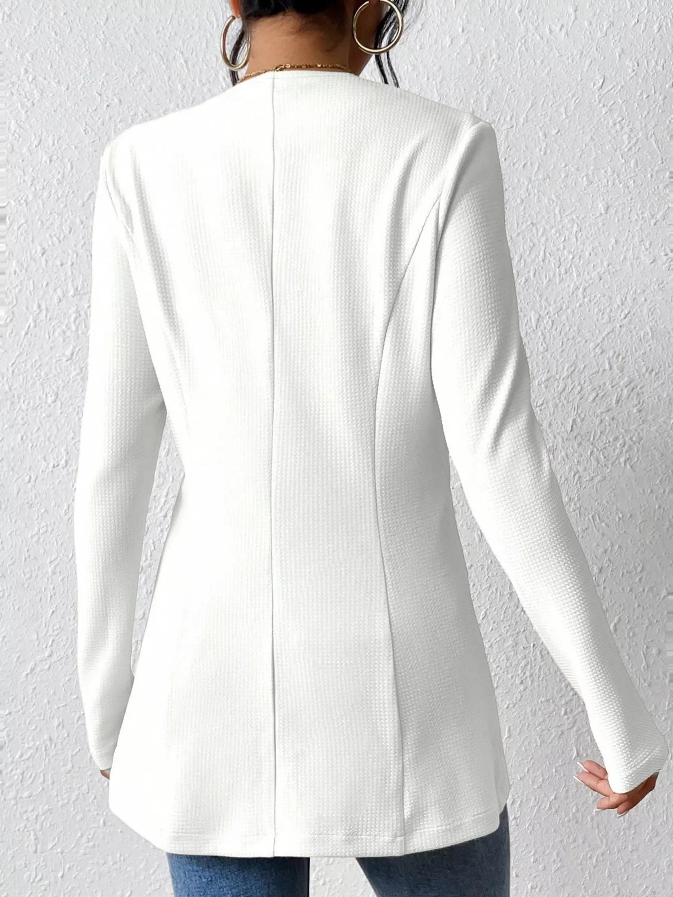 One Button Long Sleeve Blazer OutfitFlow