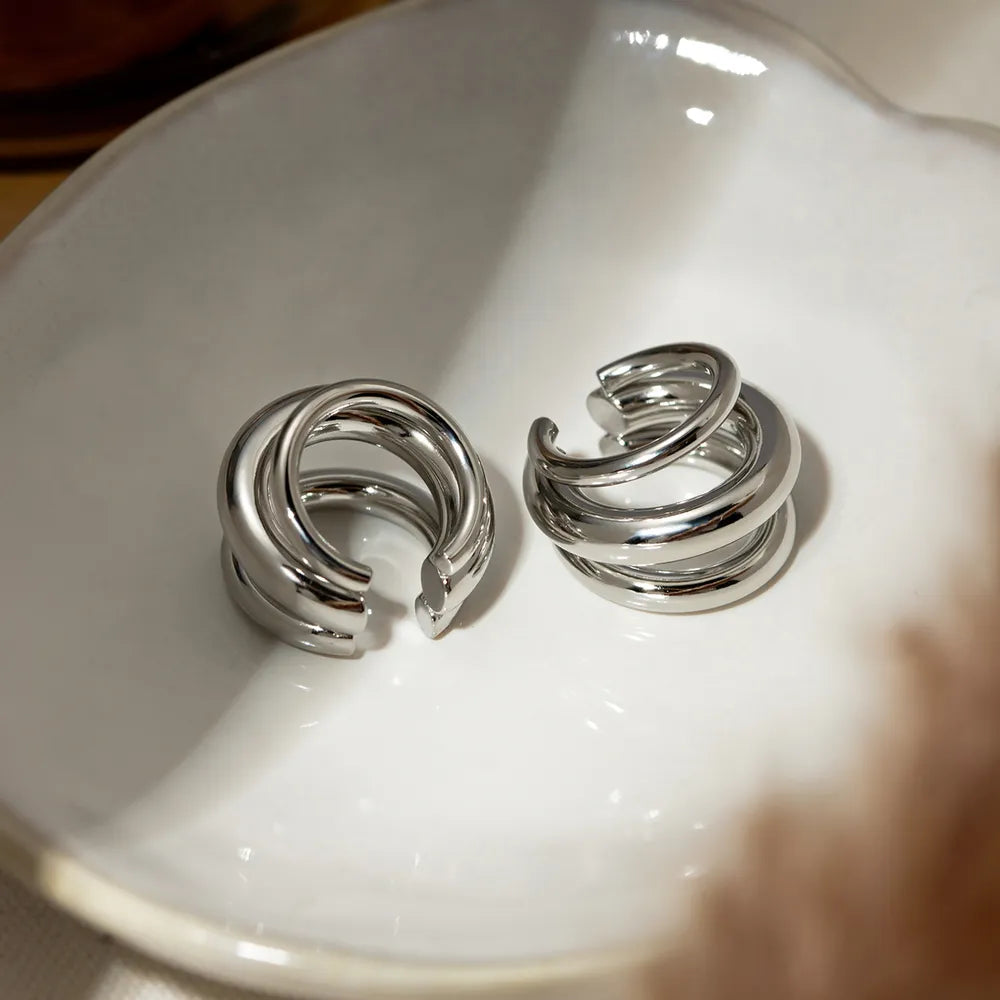 Stainless Steel Layered Cuff Earrings OutfitFlow