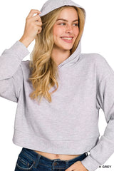 Zenana Drop Shoulder Ribbed Crop Hoodie OutfitFlow