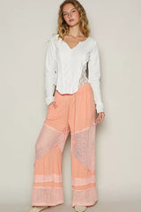 POL Drawstring Elastic Waistband Wide-Leg Pants OutfitFlow