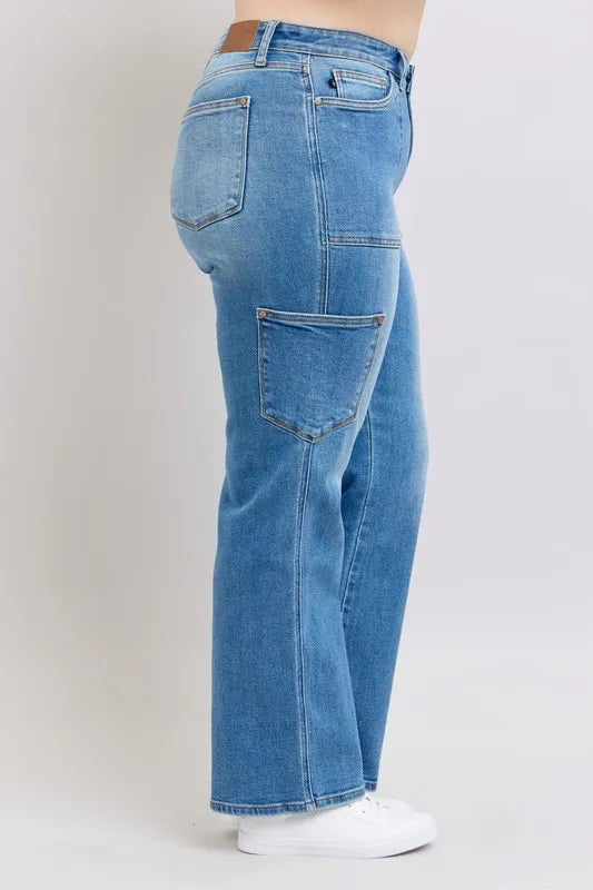 Judy Blue Full Size High Waist 90's Straight Jeans Plus Size OutfitFlow