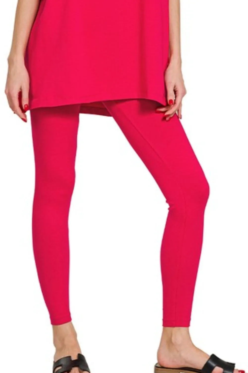 Zenana Cotton Round Neck Top & Legging Set OutfitFlow