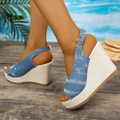 Peep Toe Wedge Sandals OutfitFlow