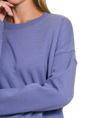 Zenana Full Size Fleece Drop Shoulder Sweatshirt Plus Size OutfitFlow