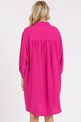 Mittoshop Airflow 3/4 Sleeve Buttoned Shirt Mini Dress OutfitFlow