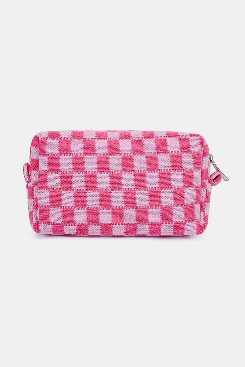 Outfit Flow - Zenana Checkered Pattern Knitted Cosmetic Pouch