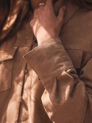 Button Front Long Sleeve Jacket OutfitFlow