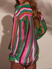 Striped Button Up Long Sleeve Shirt OutfitFlow