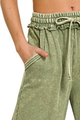 Zenana Washed French Terry Palazzo With Pockets OutfitFlow