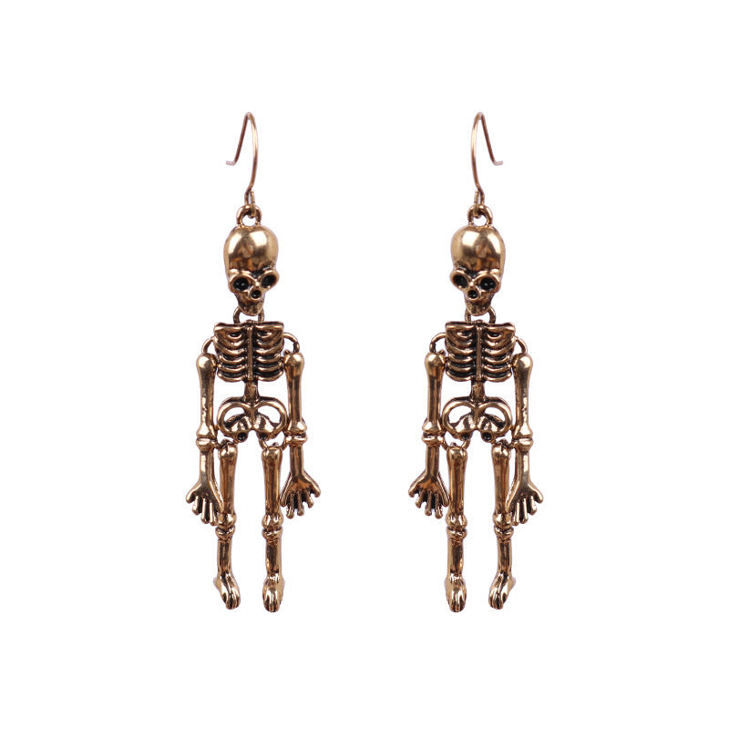 Skeleton Alloy Earrings Gold One Size OutfitFlow