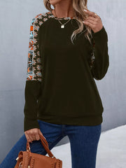 Printed Raglan Sleeve Round Neck T-Shirt Trendsi