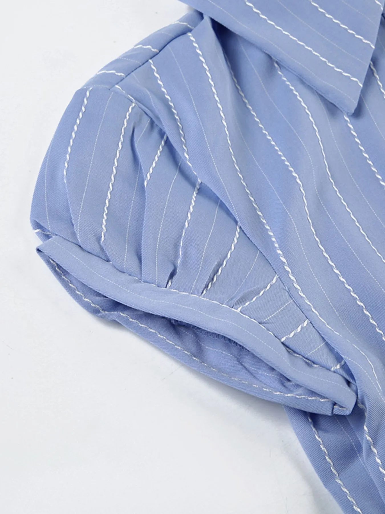 Striped Button-Down Collared Neck Shirt OutfitFlow