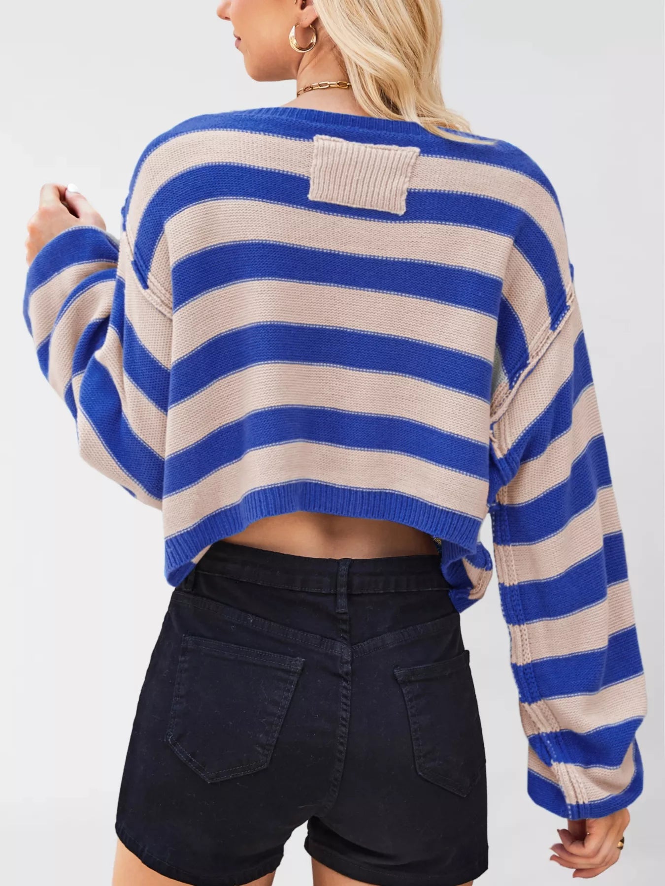 Striped Dropped Shoulder Sweater OutfitFlow