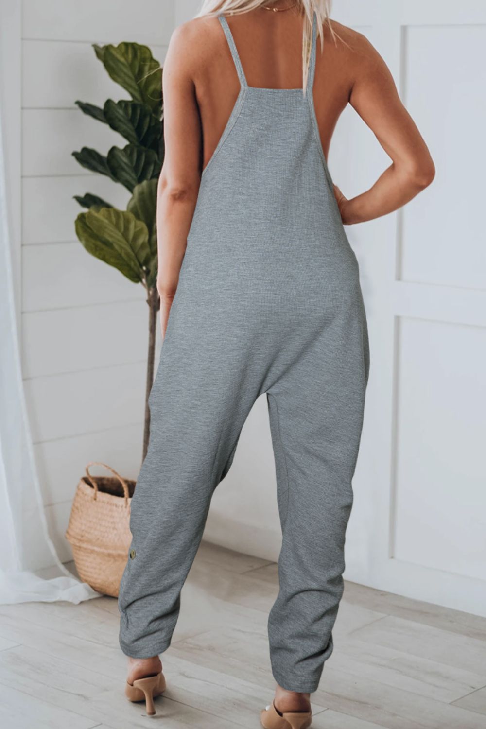 Outfit Flow - Pocketed V-Neck Spaghetti Strap Jumpsuit