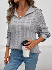 Cable Knit Half Zip Sweater Trendsi