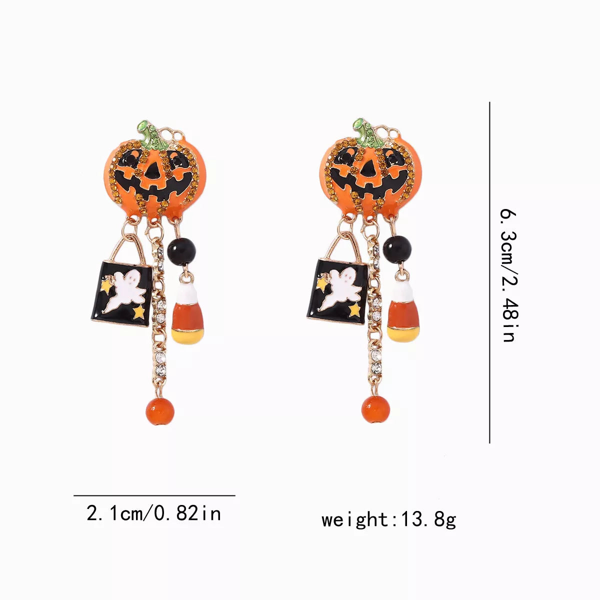 Halloween Pumpkin Ghost Dangle Earrings OutfitFlow