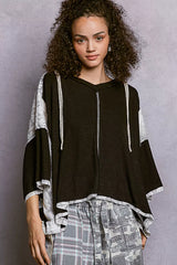 POL Short Sleeve Hoodie Top with Lace Detail BLACK OutfitFlow