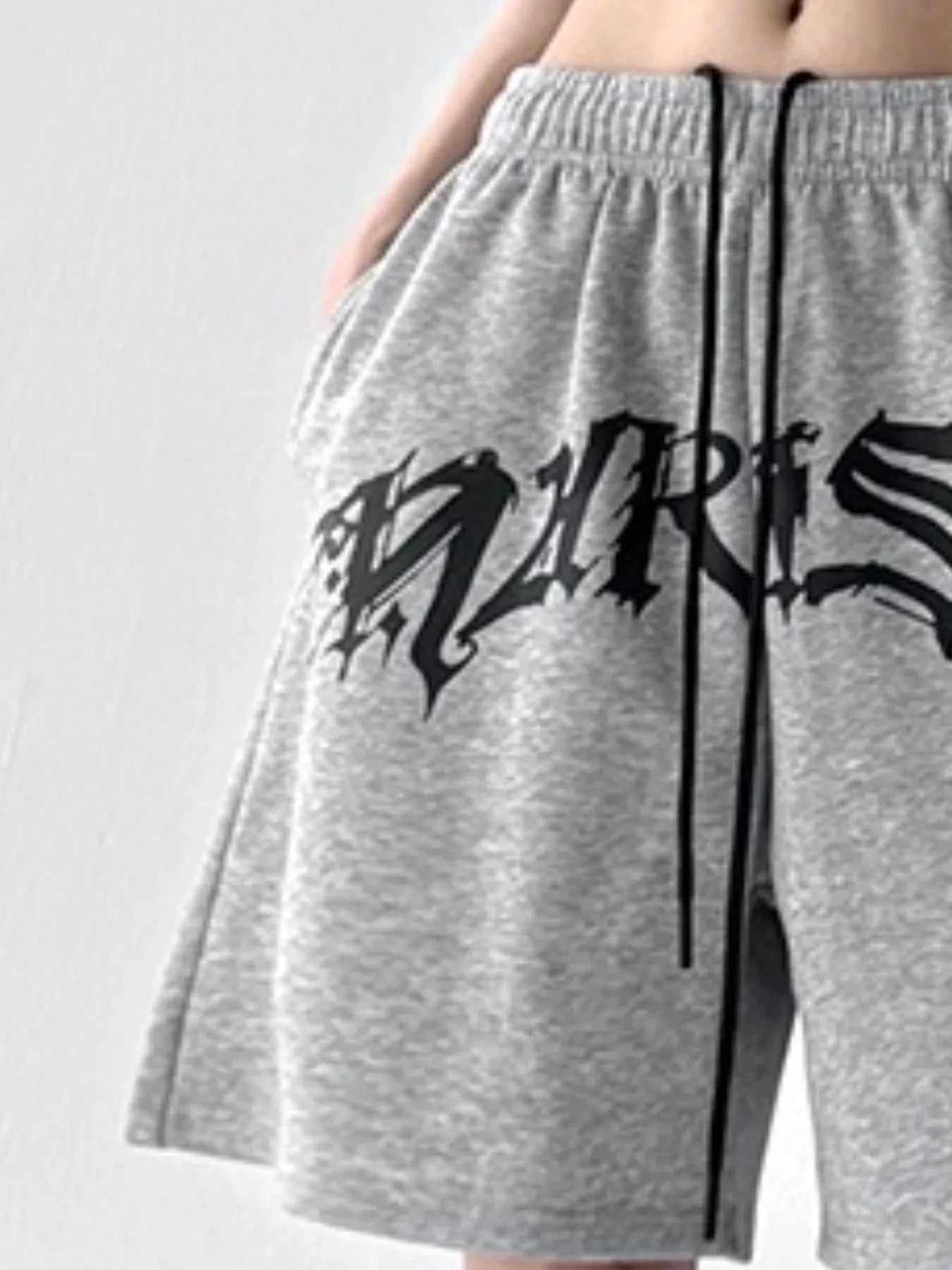 Oversized Drawstring Letter Shorts OutfitFlow