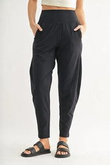 MONO B Flowbarrel High Waist Active Pants BLACK OutfitFlow