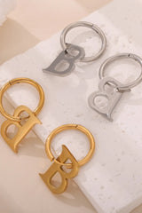 Titanium Steel Letter Hoop Earrings OutfitFlow
