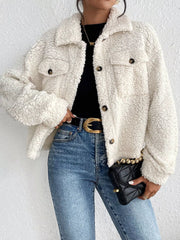 Cozy Sherpa Button-Down Jacket OutfitFlow
