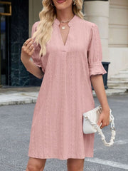 Eyelet Flounce Sleeve Mini Dress OutfitFlow