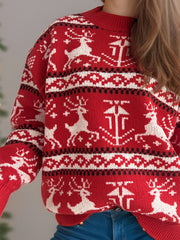 Outfit Flow - Christmas Element Round Neck Long Sleeve Sweater