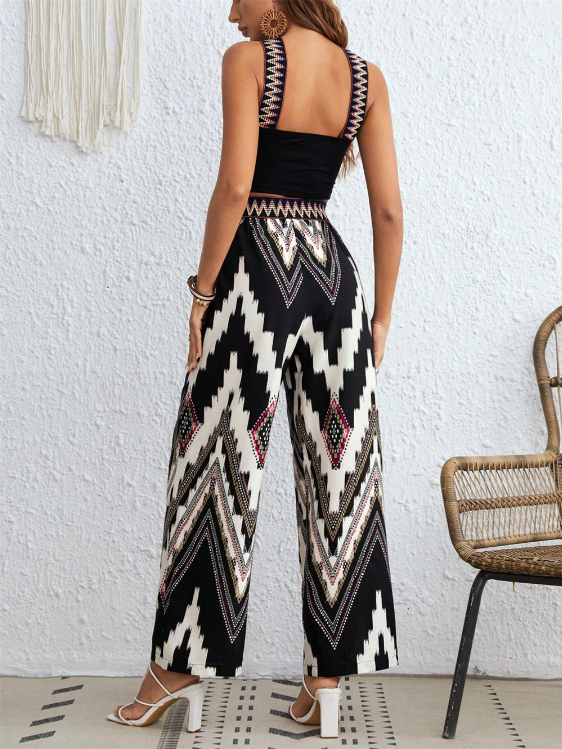 Outfit Flow - Wide Strap Sleeveless Top and Pants Set