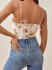 Printed Smocked Cami Top OutfitFlow