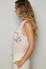 POL Floral Detail Pocket Patch Tank Top OutfitFlow