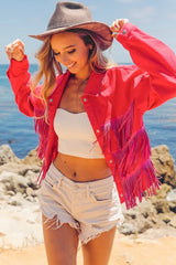 BiBi Rhinestone Fringe with Studed Collar Jacket OutfitFlow