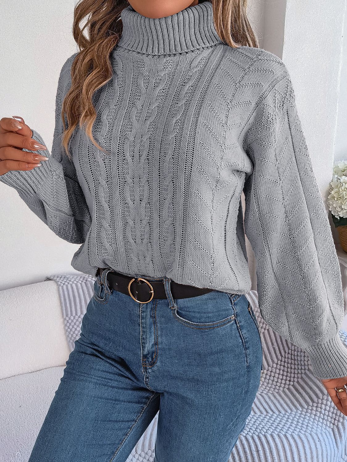 Cable-Knit Turtleneck Sweater OutfitFlow
