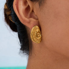 18K Gold-Plated Spiral Gold Stud Earrings Gold One Size OutfitFlow