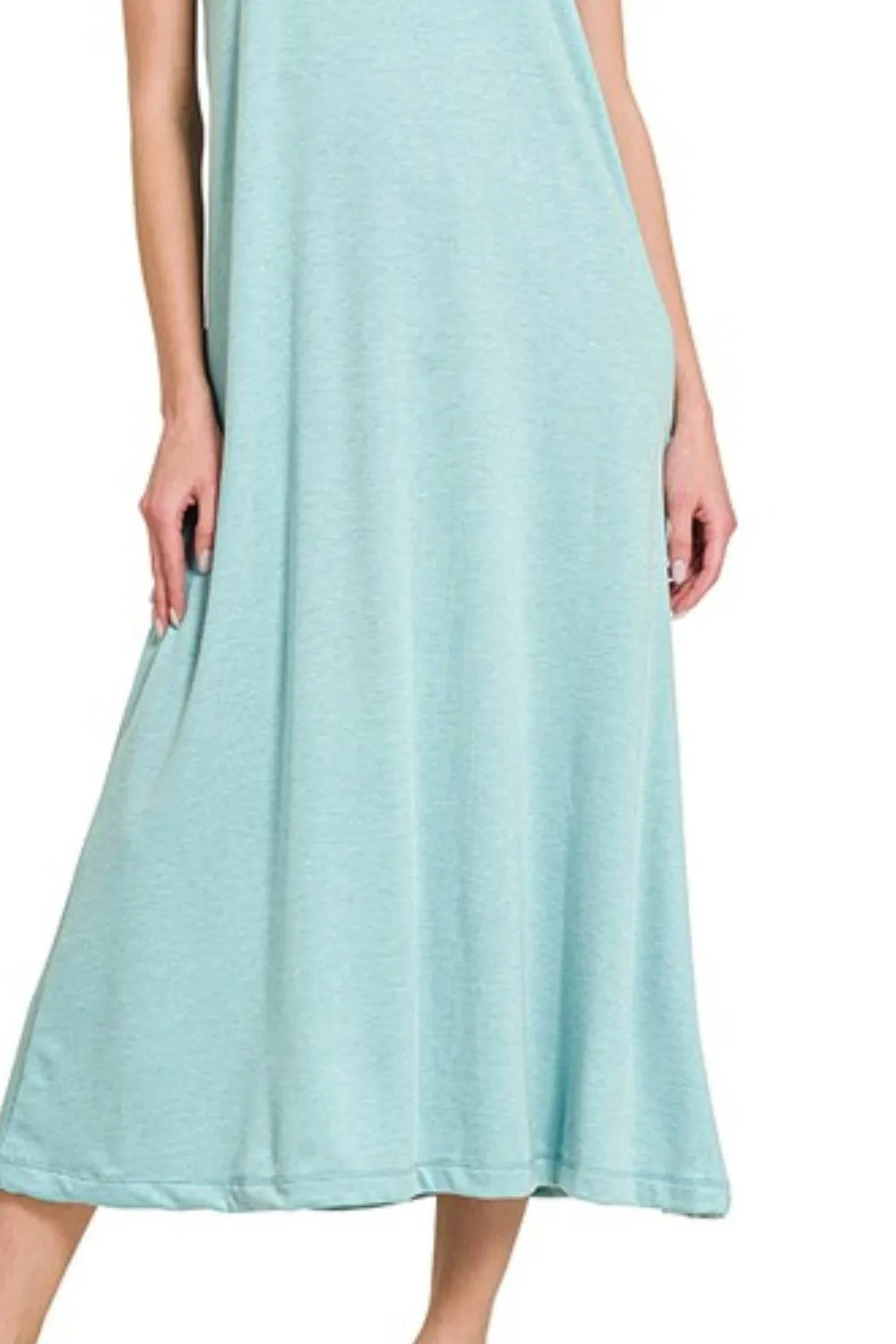 Zenana French Terry Twisted Strap Midi Dress OutfitFlow