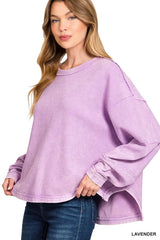Zenana Acid Washed Exposed-Seam Sweatshirt OutfitFlow
