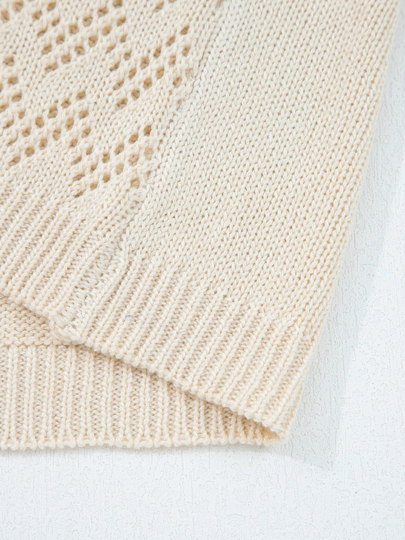 Hollowed Knit Open Front Cardigan OutfitFlow