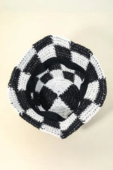 Fame Checkered Pattern Knit Bucket Hat OutfitFlow