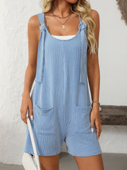 Outfit Flow - Mandy Texture Adjustable Strap Overalls with Pockets