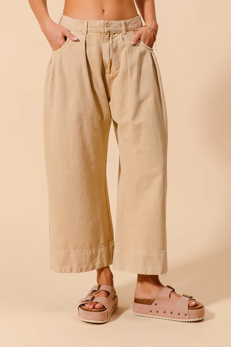SO ME Mid Rise Wide Leg Chino Pants With Pockets OutfitFlow
