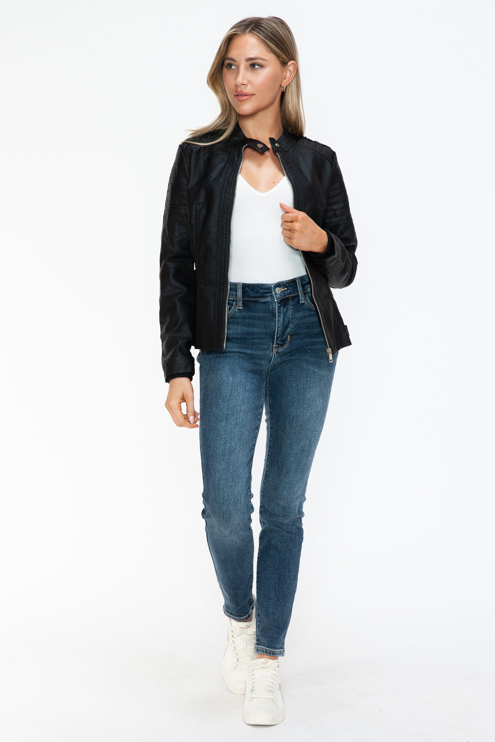 Outfit Flow - Snobbish PU Leather Biker Jacket with Side Zip Pockets