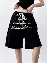 Drawstring Letter Shorts OutfitFlow