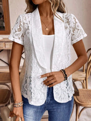 Lapel Collar Lace Blazer OutfitFlow