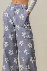 BiBi Flower Printed Side Pocket Wide Pants OutfitFlow