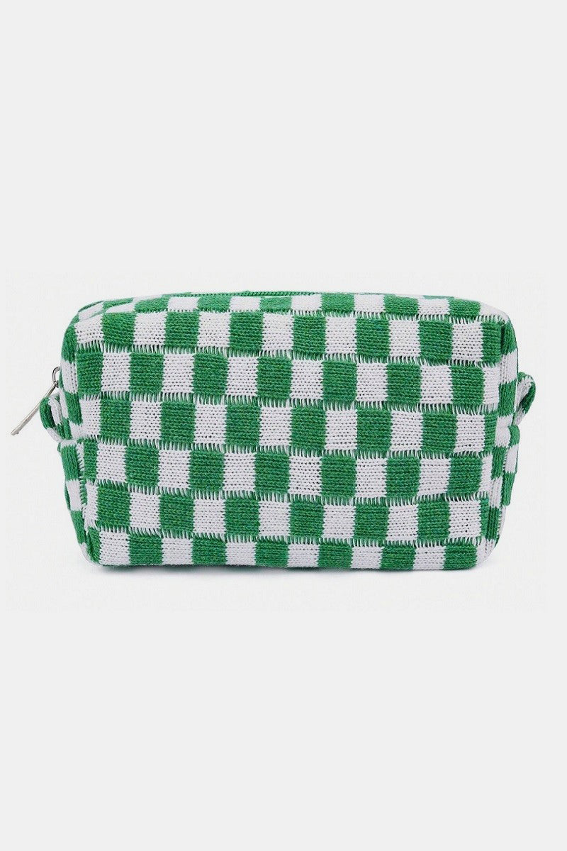 Outfit Flow - Zenana Checkered Pattern Knitted Cosmetic Pouch