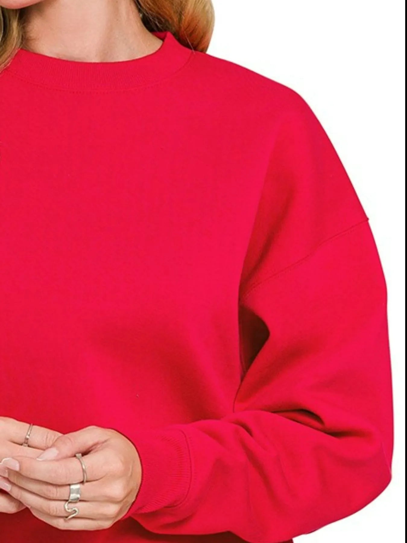 Zenana Fleece Crewneck Long Sleeve Sweatshirt OutfitFlow