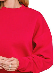 Zenana Fleece Crewneck Long Sleeve Sweatshirt OutfitFlow